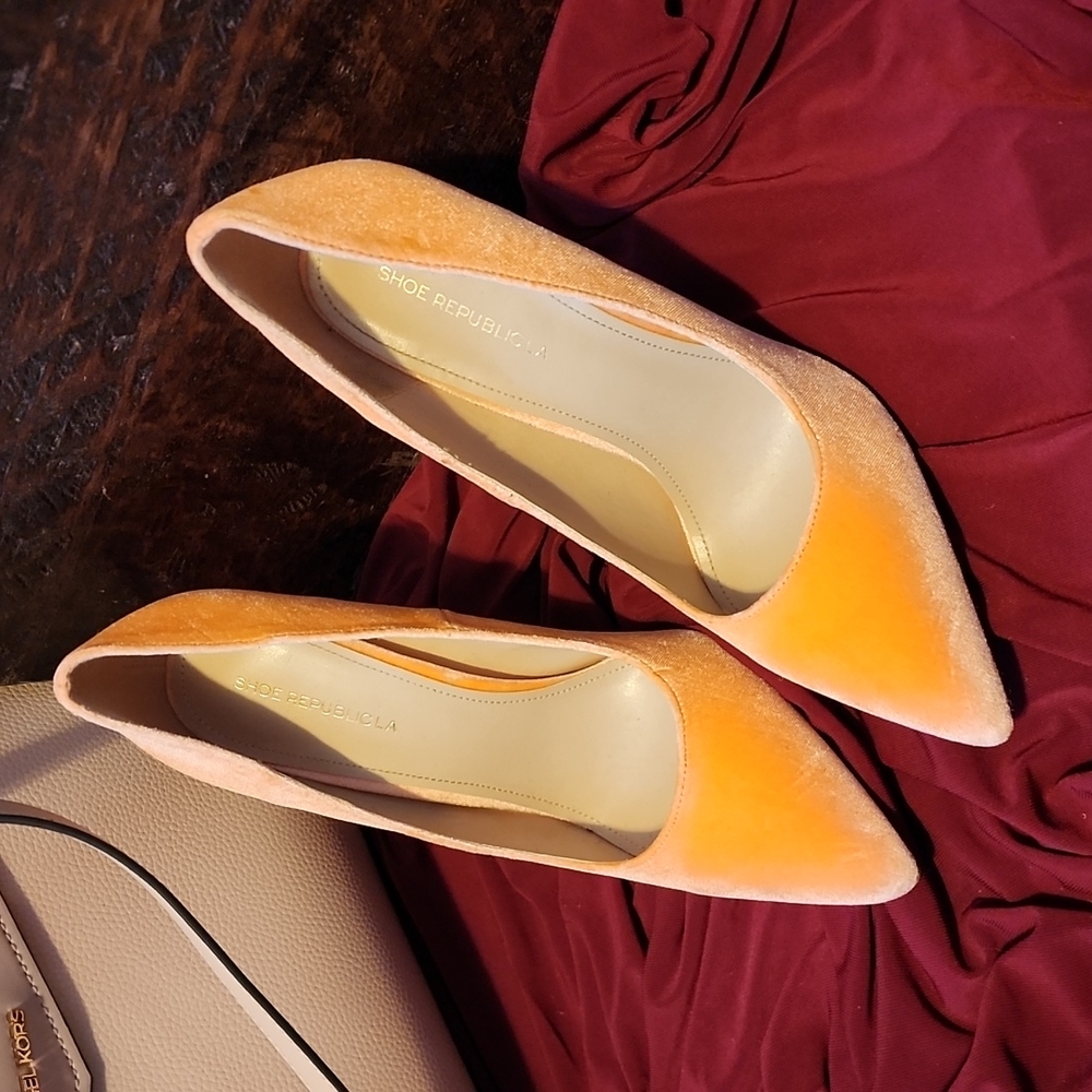 Orange felt heels